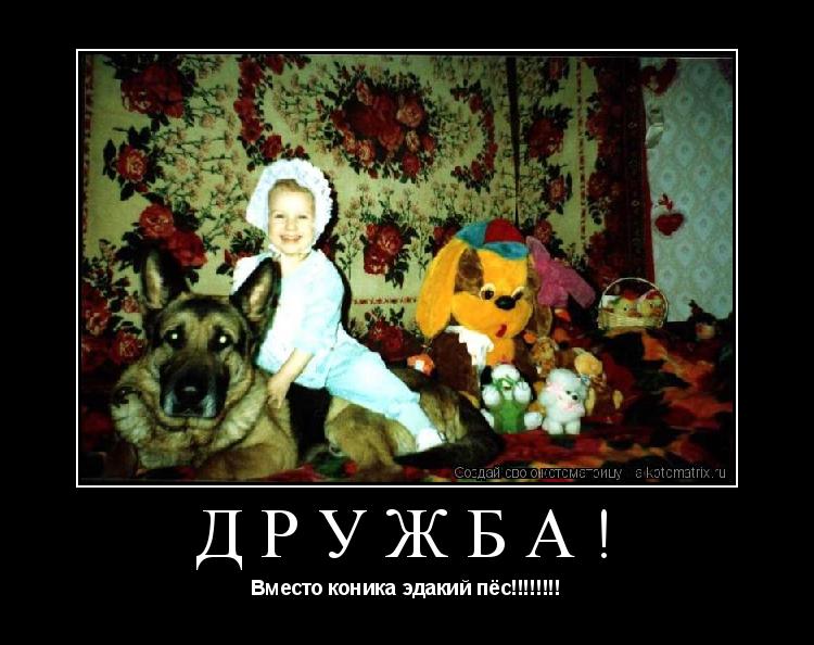 Котоматрица: Дружба! Вместо коника эдакий пёс!!!!!!!!