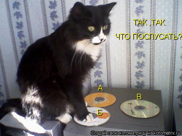 Котоматрица: ТАК ,ТАК. ЧТО ПОСЛУСАТЬ? А Б В