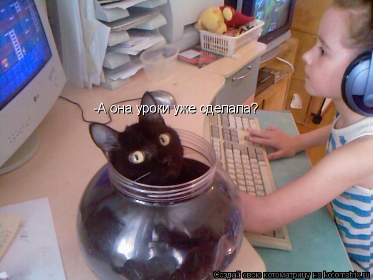Котоматрица: -А она уроки уже сделала?
