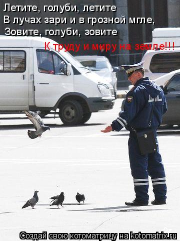 Котоматрица: Летите, голуби, летите В лучах зари и в грозной мгле,  Зовите, голуби, зовите К труду и миру на земле!!!