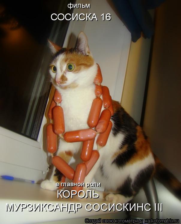 Котоматрица: фильм СОСИСКА 16 в главной роли КОРОЛЬ МУРЗИКСАНДР СОСИСКИНС III