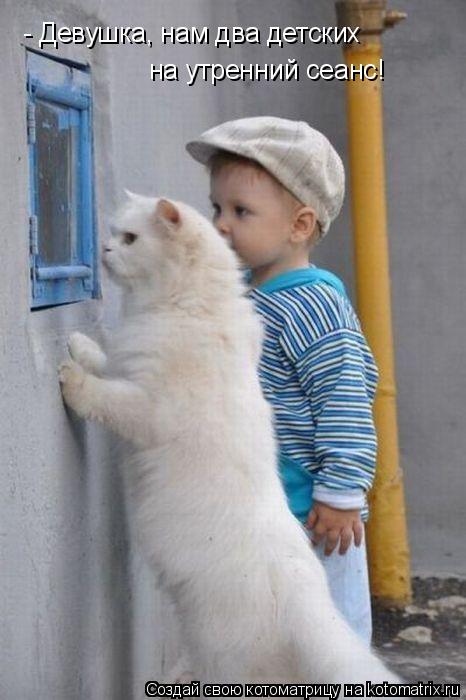 Котоматрица: - Девушка, нам два детских на утренний сеанс!