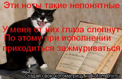 Эти ноты такие непонятные У меня от них глаза слепнут По этому при исполнении приходиться зажмуриват... Котоматрица: Эти ноты такие непонятные У меня от них глаза слепнут По этому при исполнении приходиться зажмуриваться