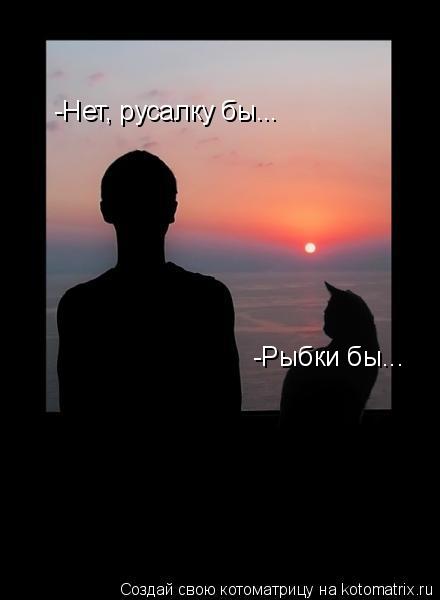 Котоматрица: -Рыбки бы... -Нет, русалку бы...