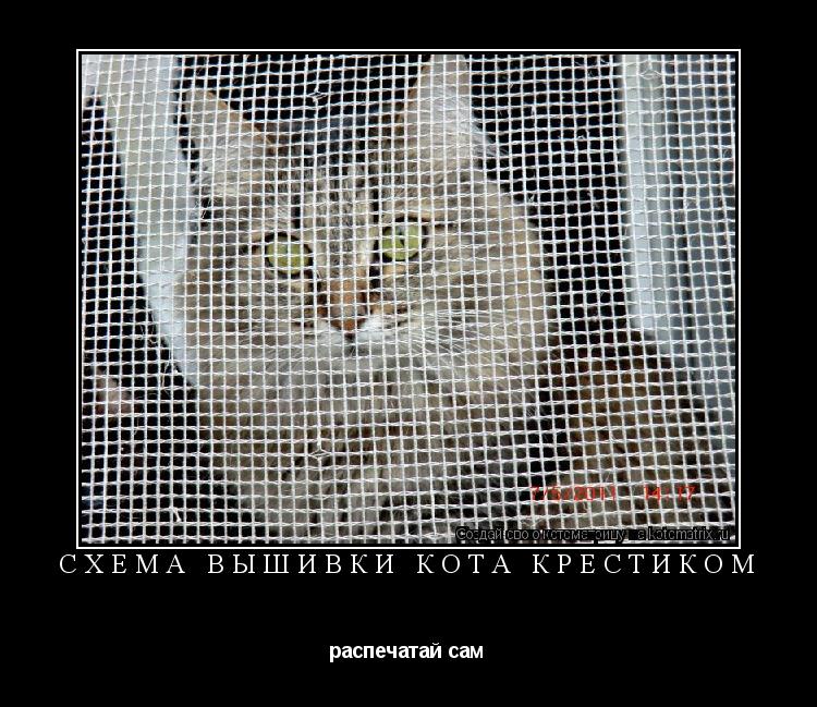 Котоматрица: Схема вышивки кота крестиком распечатай сам