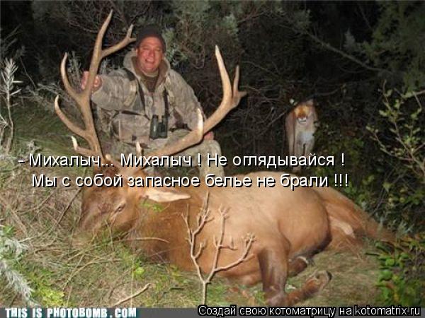 Котоматрица: - Михалыч... Михалыч ! Не оглядывайся ! Мы с собой запасное белье не брали !!!