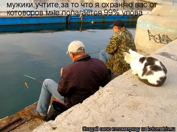 Котоматрица: мужики,учтите,за то что я охраняю вас от котоворов мне полагается 99% улова