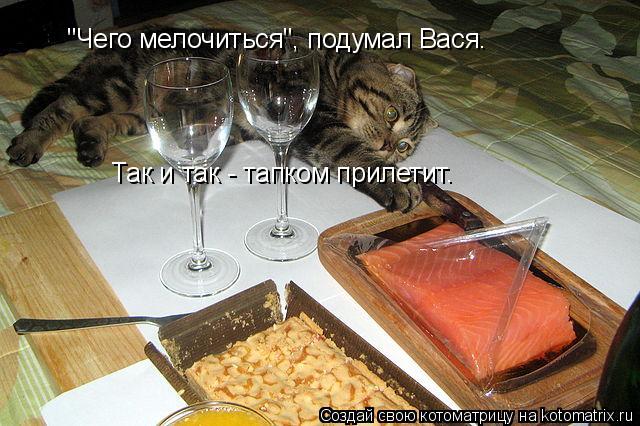 Котоматрица: "Чего мелочиться", подумал Вася.  Так и так - тапком прилетит.