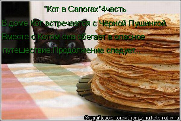 Котоматрица: "Кот в Сапогах"4часть В доме Кот встречается с Чёрной Пушинкой. Вместе с Котом она сбегает в опасное  путешествие.Продолжение следует...