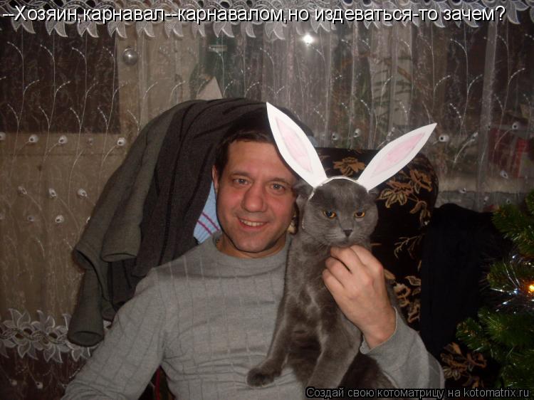 Котоматрица: --Хозяин,карнавал--карнавалом,но издеваться-то зачем?