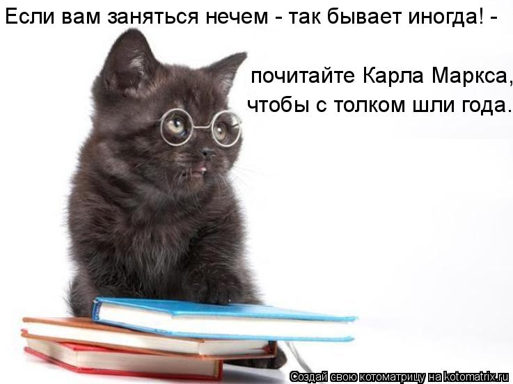 Котоматрица: Если вам заняться нечем - так бывает иногда! -  почитайте Карла Маркса,  чтобы с толком шли года.