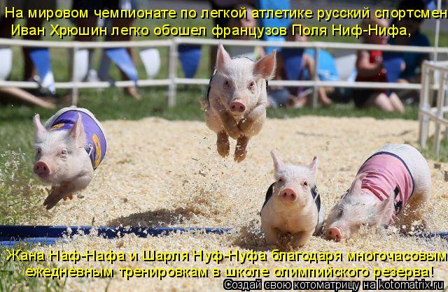 Котоматрица: Иван Хрюшин легко обошел французов Поля Ниф-Нифа,  На мировом чемпионате по легкой атлетике русский спортсмен  ежедневным тренировкам в шк