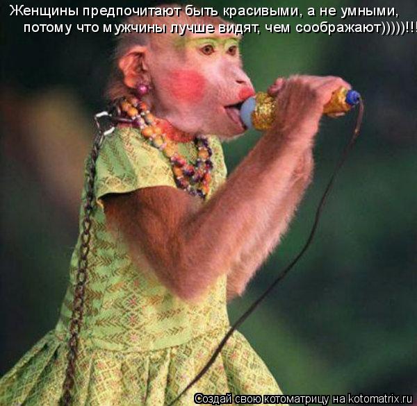 Котоматрица: Женщины предпочитают быть красивыми, а не умными,  потому что мужчины лучше видят, чем соображают)))))!!!!!!