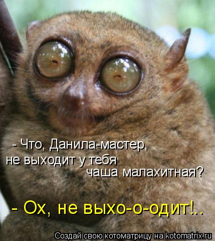 Котоматрица: - Что, Данила-мастер, не выходит у тебя чаша малахитная? - Ох, не выхо-о-одит!..