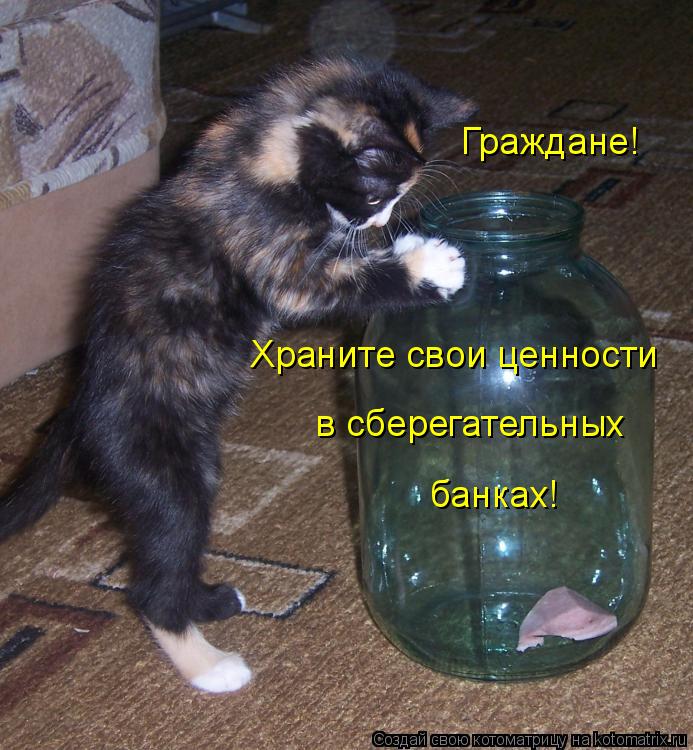 Граждане! Храните свои ценности в сберегательных банках!... Котоматрица: Граждане! Храните свои ценности в сберегательных банках!