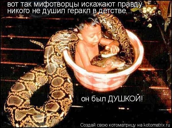 вот так мифотворцы искажают правду... никого не душил геракл в детстве... он был ДУШКОЙ!... Котоматрица: вот так мифотворцы искажают правду... никого не душил геракл в детстве... он был ДУШКОЙ!