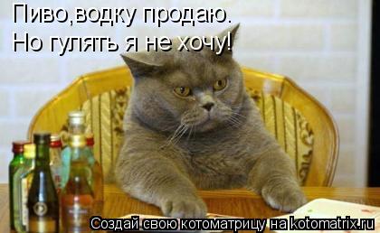Котоматрица: Пиво,водку продаю. Но гулять я не хочу!