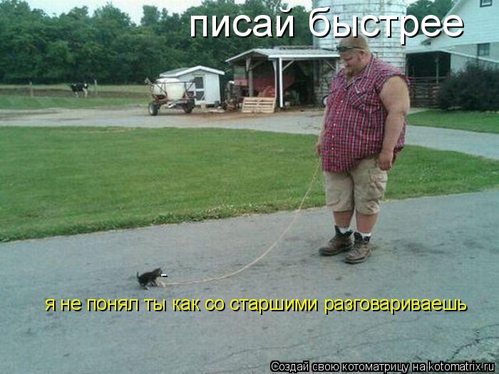 писай быстрее - - я не понял ты как со старшими разговариваешь... Котоматрица: писай быстрее - - я не понял ты как со старшими разговариваешь