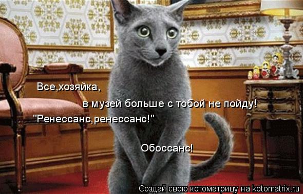 Все,хозяйка, в музей больше с тобой не пойду! "Ренессанс,ренессанс!" Обоссанс!... Котоматрица: Все,хозяйка, в музей больше с тобой не пойду! "Ренессанс,ренессанс!" Обоссанс!