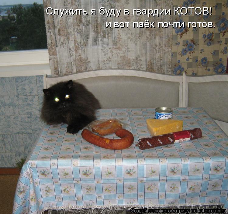 Служить я буду в гвардии КОТОВ! и вот паёк почти готов.... Котоматрица: Служить я буду в гвардии КОТОВ! и вот паёк почти готов.