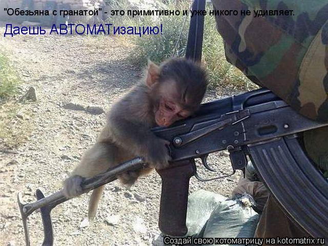 Котоматрица: Даешь АВТОМАТизацию! "Обезьяна с гранатой" - это примитивно и уже никого не удивляет.