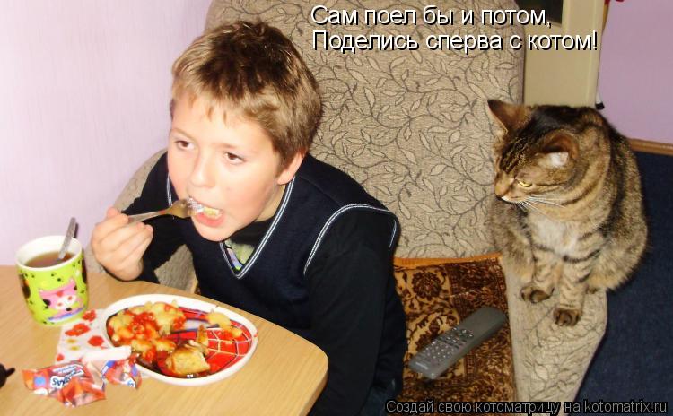 Котоматрица: Сам поел бы и потом, Поделись сперва с котом!
