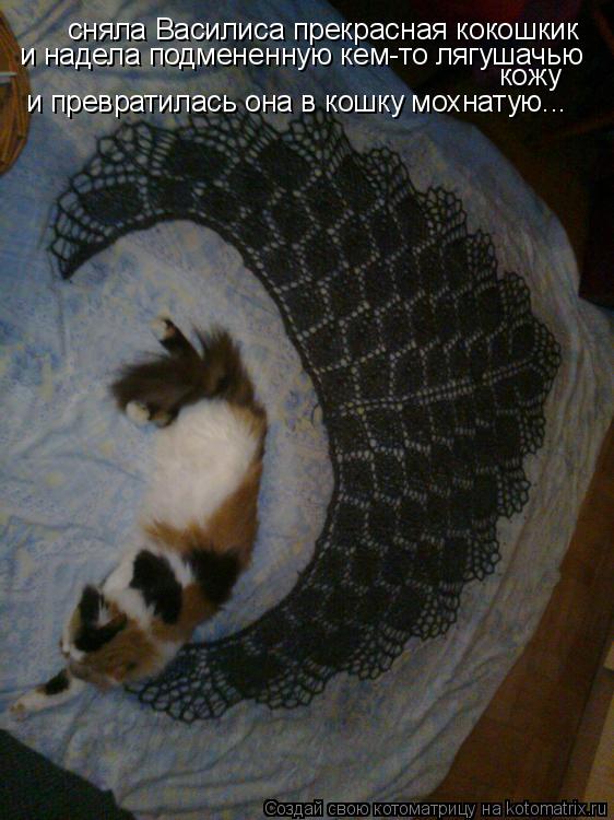 сняла Василиса прекрасная кокошкик и надела подмененную кем-то лягушачью кожу и превратилась она в ко... Котоматрица: сняла Василиса прекрасная кокошкик и надела подмененную кем-то лягушачью кожу и превратилась она в кошку мохнатую...