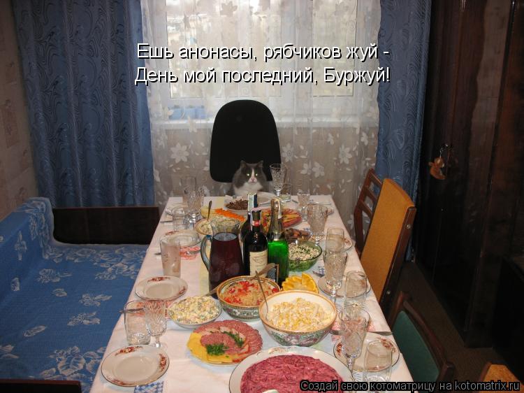Котоматрица: Ешь анонасы, рябчиков жуй - День мой последний, Буржуй!