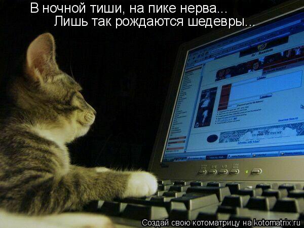 В ночной тиши, на пике нерва... Лишь так рождаются шедевры...... Котоматрица: В ночной тиши, на пике нерва... Лишь так рождаются шедевры...