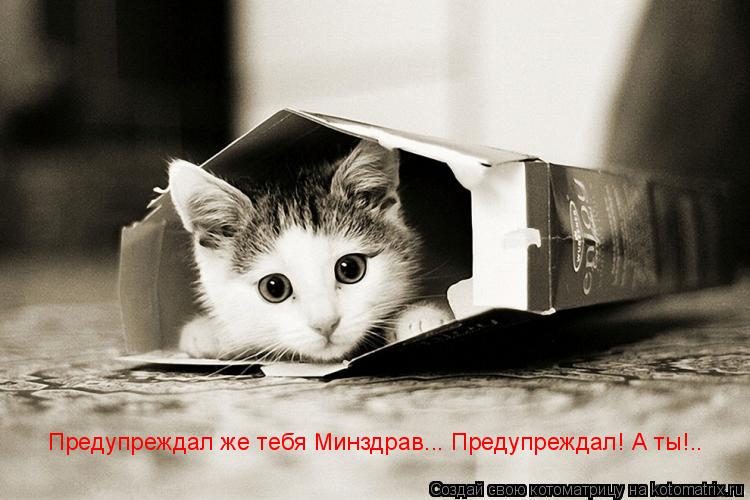 Котоматрица: Предупреждал же тебя Минздрав... Предупреждал! А ты!..