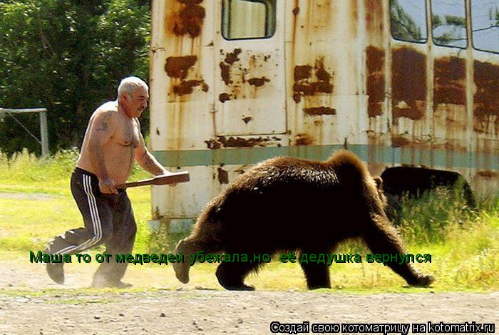 Маша то от медведей убежала,но её дедушка вернулся... Котоматрица: Маша то от медведей убежала,но её дедушка вернулся