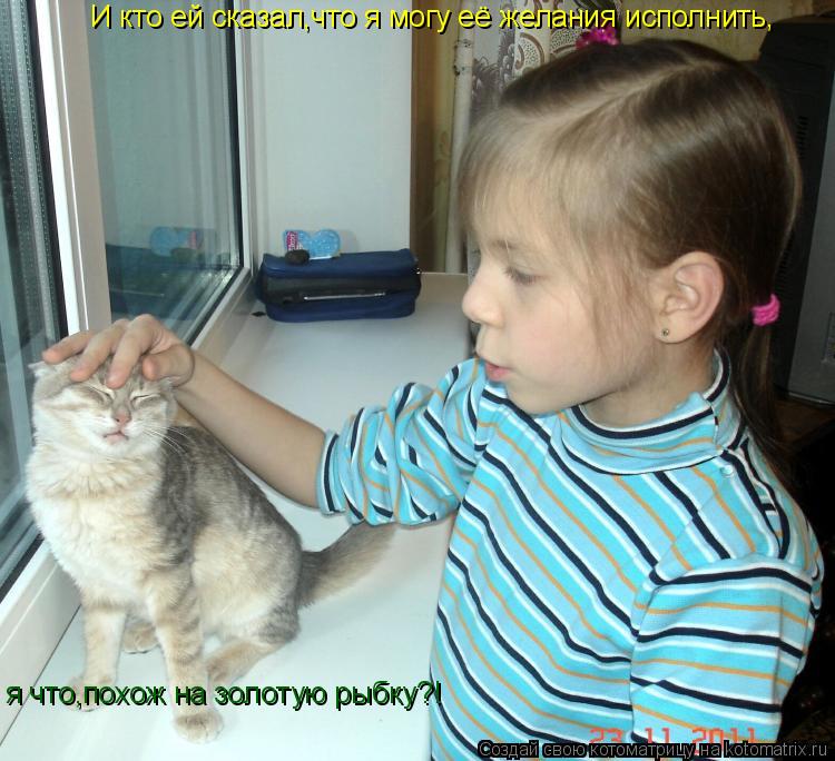 Котоматрица: И кто ей сказал,что я могу её желания исполнить, я что,похож на золотую рыбку?!