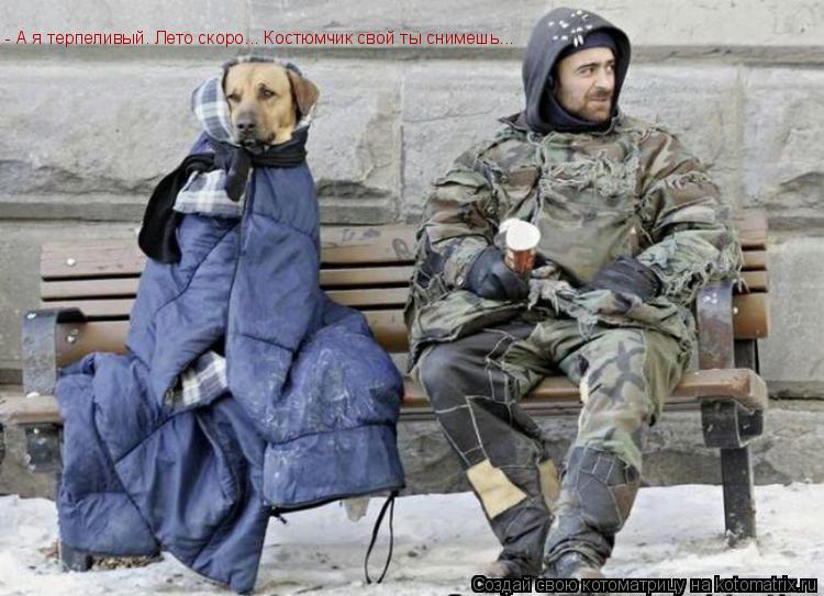 Котоматрица: - А я терпеливый. Лето скоро... Костюмчик свой ты снимешь...