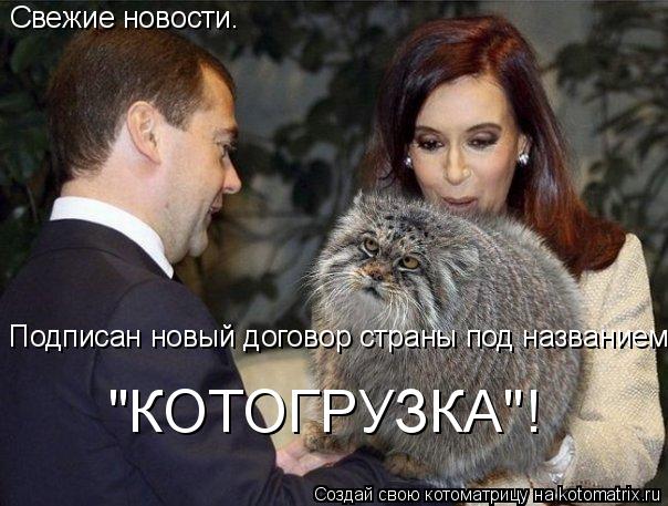 Котоматрица: Подписан новый договор страны под названием "КОТОГРУЗКА"! Свежие новости.