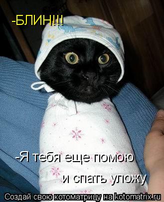 Котоматрица: -Я тебя еще помою  и спать уложу -БЛИН!!!