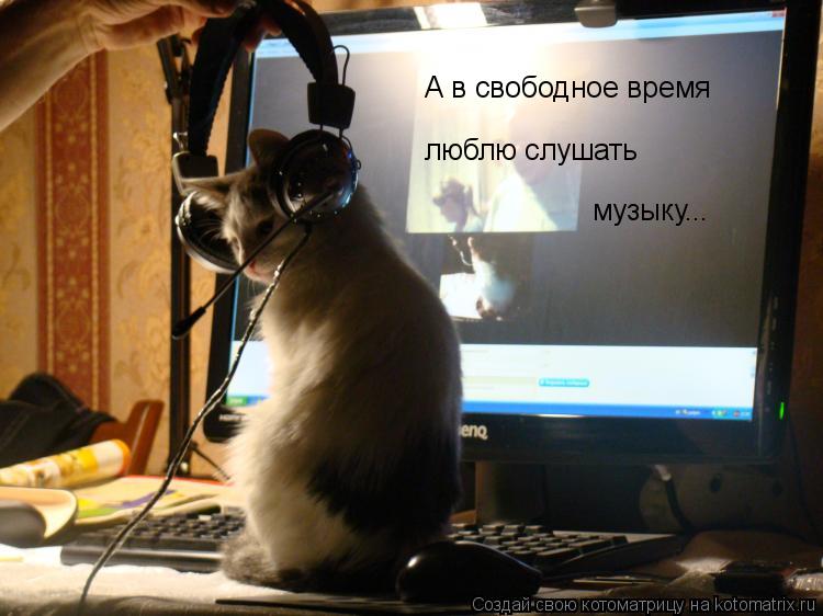 А в свободное время люблю слушать музыку...... Котоматрица: А в свободное время люблю слушать музыку...