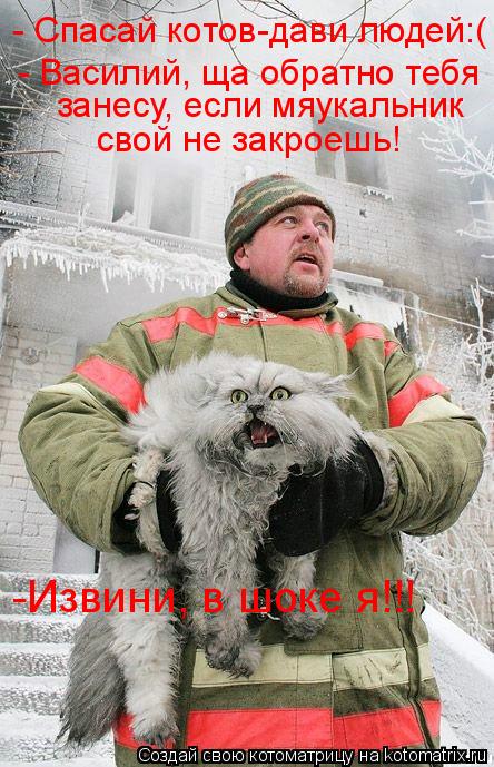 Котоматрица: - Василий, ща обратно тебя  занесу, если мяукальник  свой не закроешь!  - Спасай котов-дави людей:( -Извини, в шоке я!!!