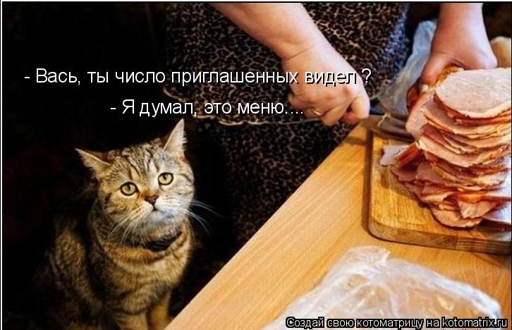 - Вась, ты число приглашенных видел ? - Я думал, это меню....... Котоматрица: - Вась, ты число приглашенных видел ? - Я думал, это меню....