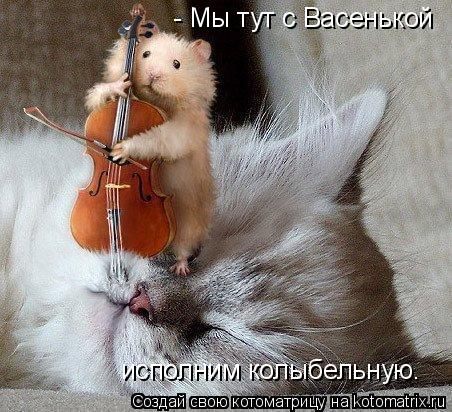 Котоматрица: - Мы тут с Васенькой исполним колыбельную.