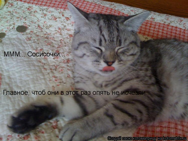 Котоматрица: МММ... Сосисочки...  Главное, чтоб они в этот раз опять не исчезли....