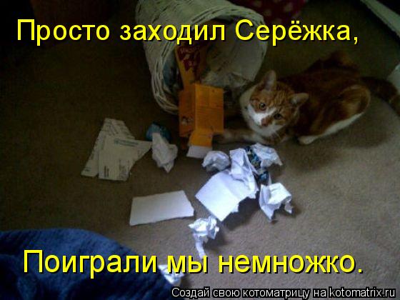 Котоматрица: Просто заходил Серёжка, Поиграли мы немножко.