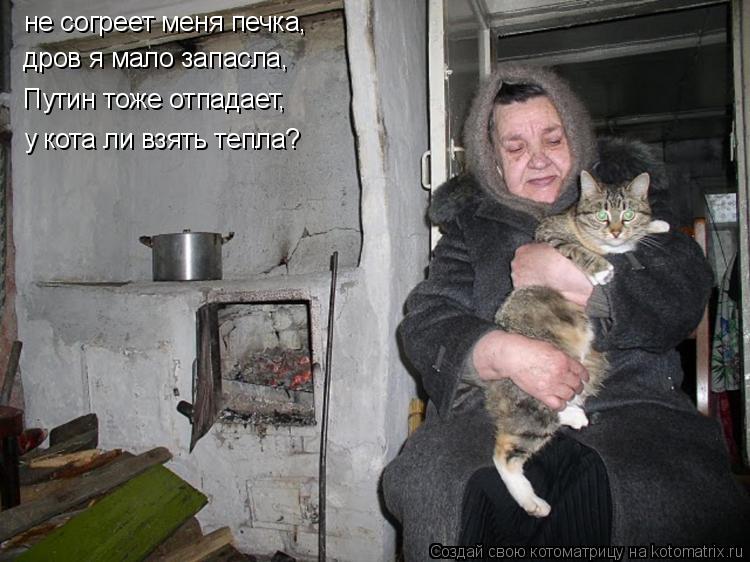 не согреет меня печка, дров я мало запасла, Путин тоже отпадает, у кота ли взять тепла?... Котоматрица: не согреет меня печка, дров я мало запасла, Путин тоже отпадает, у кота ли взять тепла?