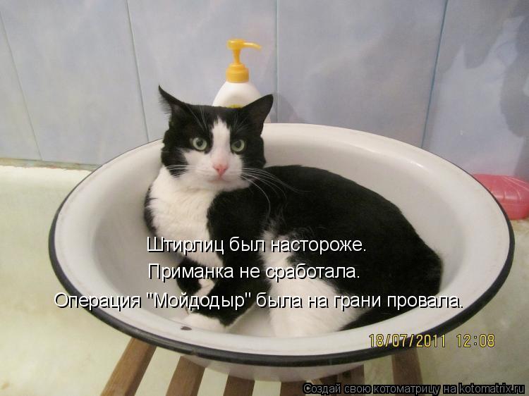 Штирлиц был настороже. Приманка не сработала. Операция "Мойдодыр" была на грани провала.... Котоматрица: Штирлиц был настороже. Приманка не сработала. Операция "Мойдодыр" была на грани провала.