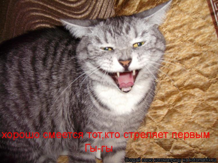 хорошо смеется тот,кто стреляет первым Гы-гы... Котоматрица: хорошо смеется тот,кто стреляет первым Гы-гы