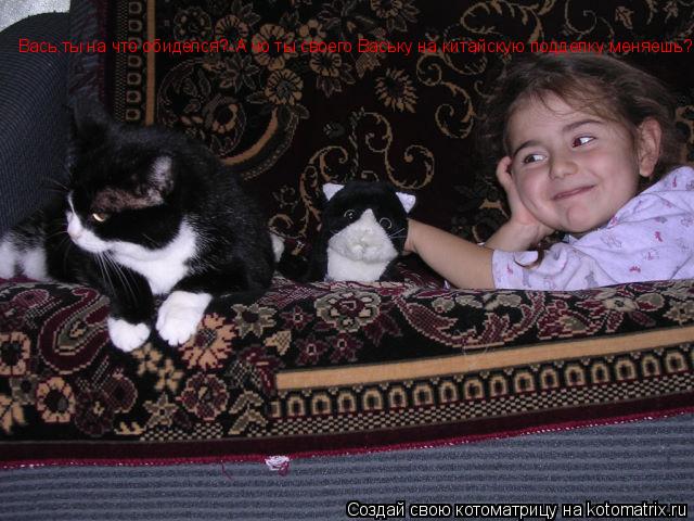 Вась,ты на что обиделся?-А чо ты своего Ваську на китайскую подделку меняешь?... Котоматрица: Вась,ты на что обиделся?-А чо ты своего Ваську на китайскую подделку меняешь?