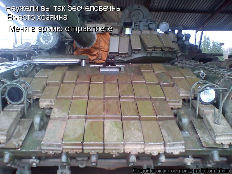 Неужели вы так бесчеловечны Вместо хозяина Меня в армию отправляете... Котоматрица: Неужели вы так бесчеловечны Вместо хозяина Меня в армию отправляете