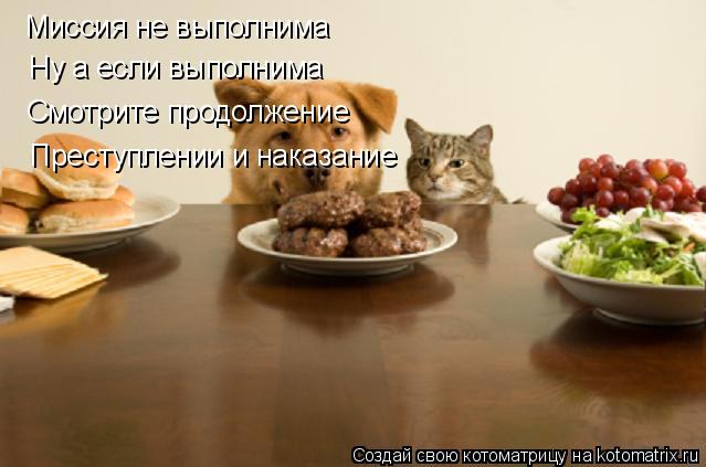 Миссия не выполнима Ну а если выполнима Смотрите продолжение Преступлении и наказание... Котоматрица: Миссия не выполнима Ну а если выполнима Смотрите продолжение Преступлении и наказание