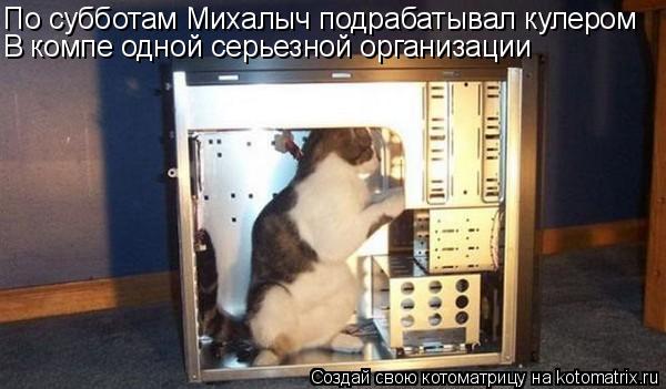 По субботам Михалыч подрабатывал кулером В компе одной серьезной организации... Котоматрица: По субботам Михалыч подрабатывал кулером В компе одной серьезной организации