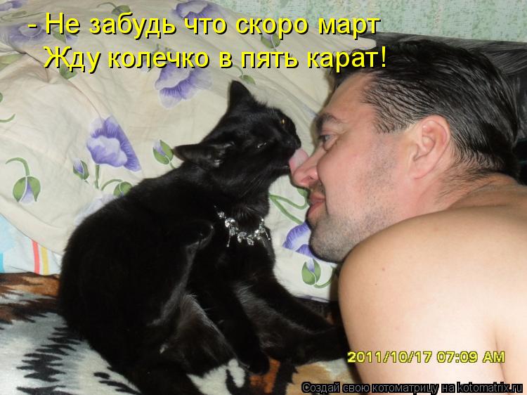 - Не забудь что скоро март Жду колечко в пять карат!... Котоматрица: - Не забудь что скоро март Жду колечко в пять карат!