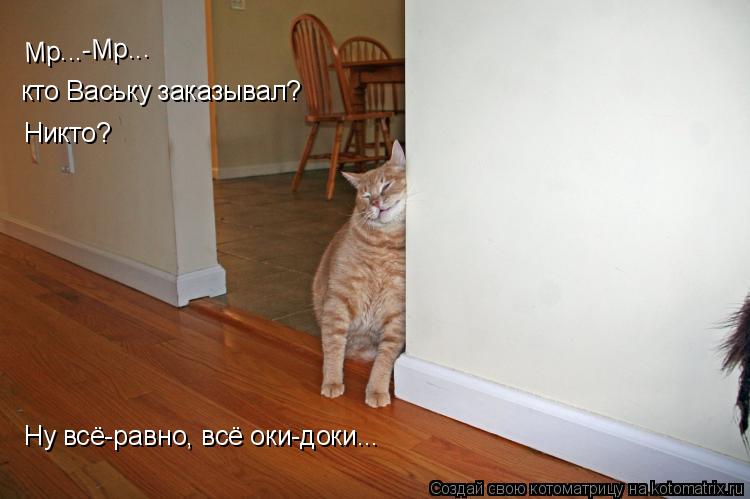 Котоматрица: Мр...-Мр... кто Ваську заказывал? Никто? Ну всё-равно, всё оки-доки...